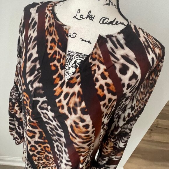 KOBI HALPERIN BLOUSE SILK FALLON MIX LEOPARD-PRINT SZ S EMBELLISHED AESTHETIC - Picture 13 of 16